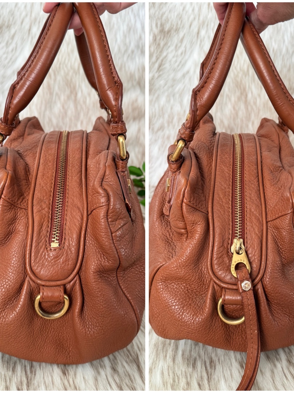 Marc Jacobs Cognac Leather Satchel with Gold Hardware - Picture 5 of 12